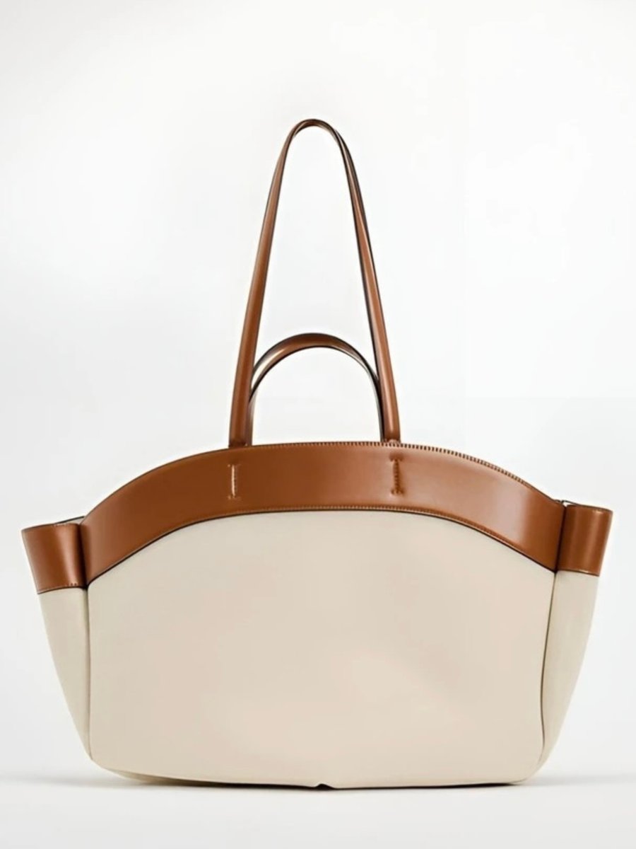 Marie | Damen Canvas Tote Bag große Schultertasche mit Lederdetails
