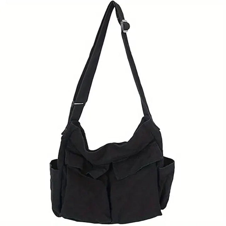 Marie | Damen Canvas Tote Bag Vintage Umhängetasche mit Außentaschen