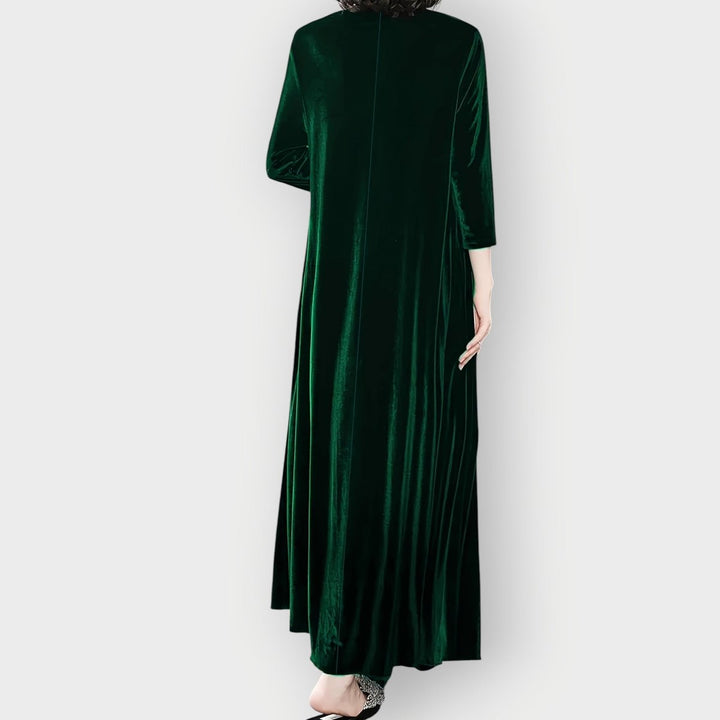 Elisabeth | Damen Elegant Formal Dress Langarm Samt Maxi-Kleid