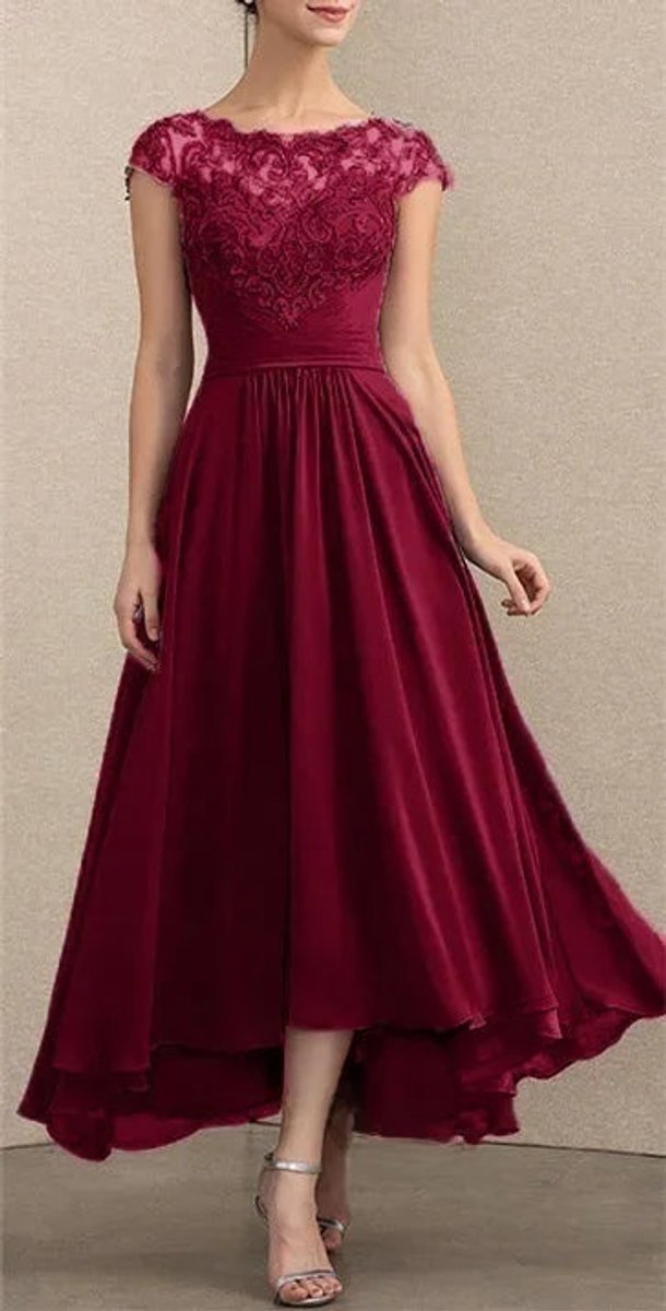 Elisabeth | Damen Elegant Spitzen Chiffon Abendkleid Formal Maxi Kleid