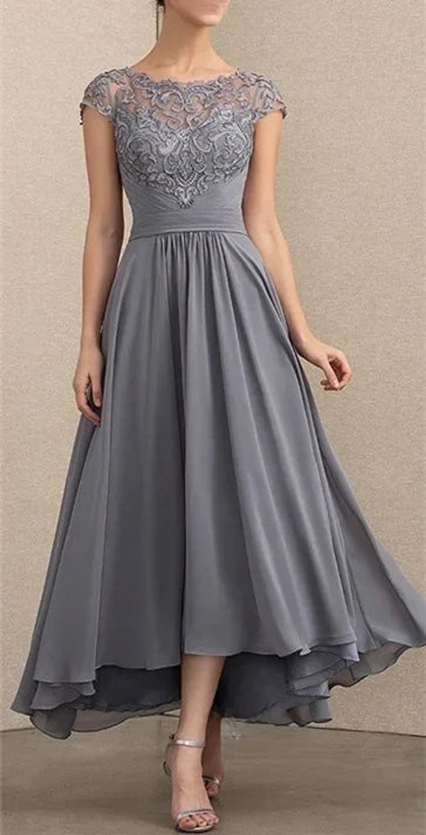 Elisabeth | Damen Elegant Spitzen Chiffon Abendkleid Formal Maxi Kleid
