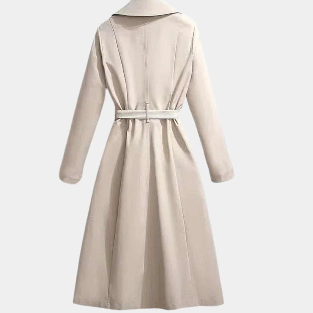 Mia | Damen Eleganter Gürtel-Trench Coat Klassischer Midi-Schnitt