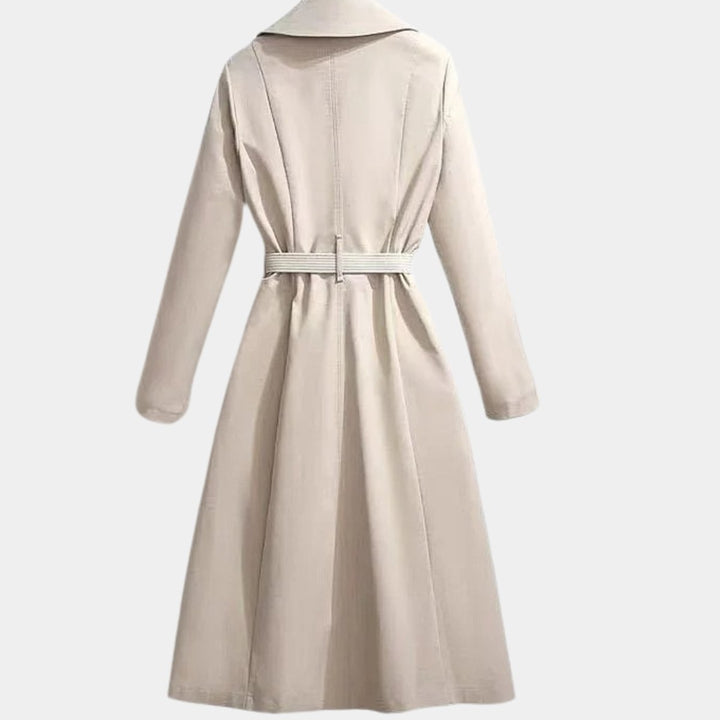 Mia | Damen Eleganter Gürtel-Trench Coat Klassischer Midi-Schnitt