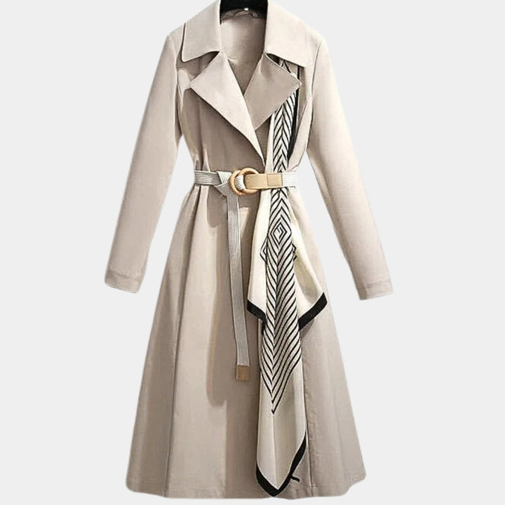 Mia | Damen Eleganter Gürtel-Trench Coat Klassischer Midi-Schnitt