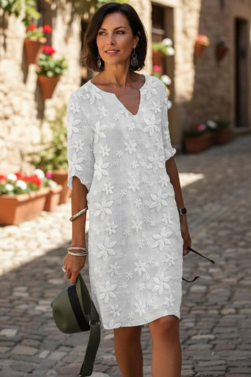 Clara | Damen Florales V-Ausschnitt Midi-Sommerkleid