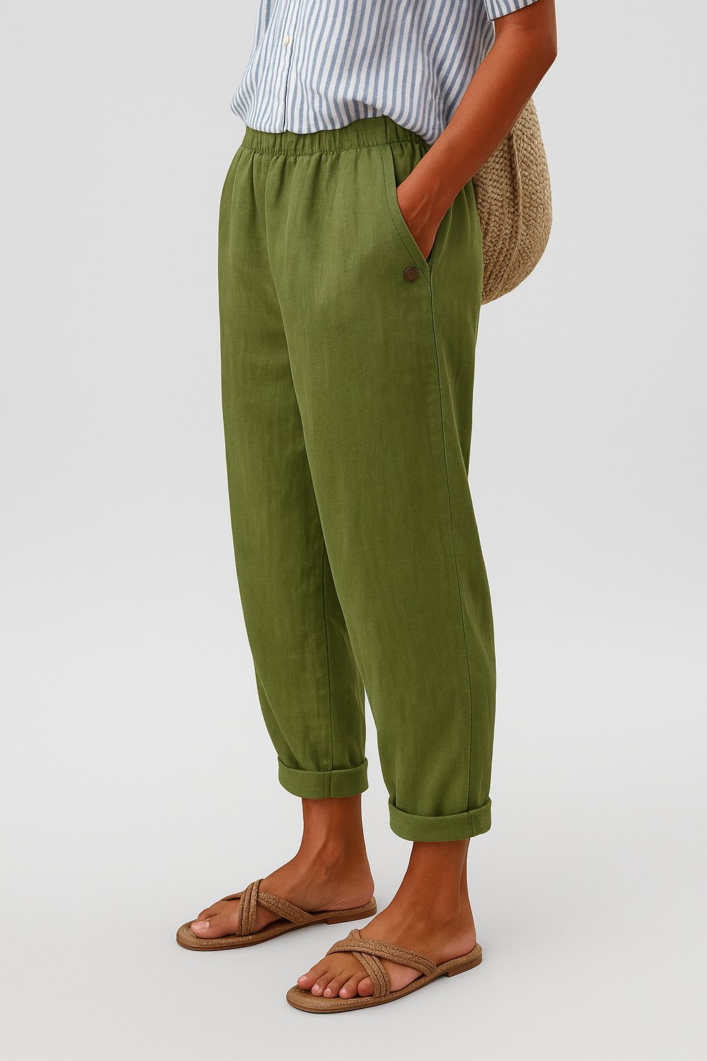Mia | Damen Gerade Lockere Bequeme Seitentaschen Hose