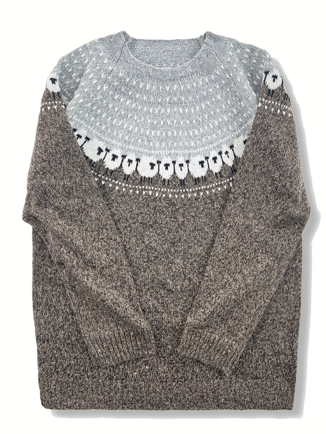Johanna | Damen Grobstrick-Pullover mit Schaf-Jacquardmuster
