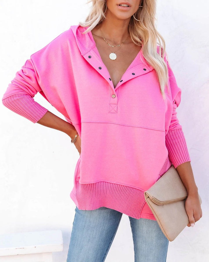 Frieda | Damen Kapuzen-Tunika Langarm Oversized Hoodie Pullover