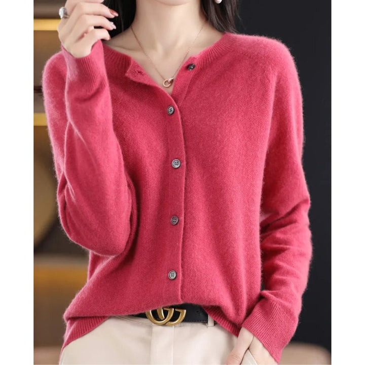 Leonie | Damen Kaschmir Cardigan Klassischer Strickjacke Knopfleiste
