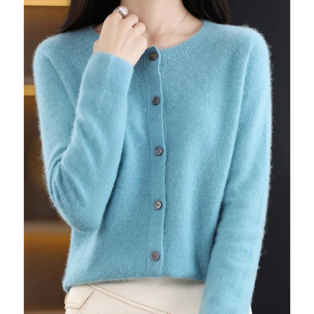 Leonie | Damen Kaschmir Cardigan Klassischer Strickjacke Knopfleiste