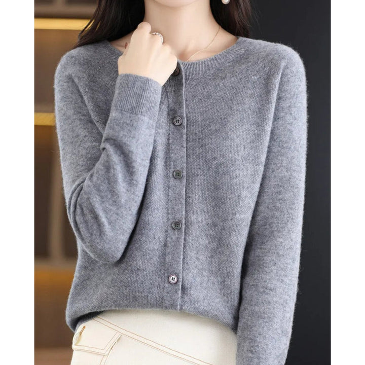 Leonie | Damen Kaschmir Cardigan Klassischer Strickjacke Knopfleiste