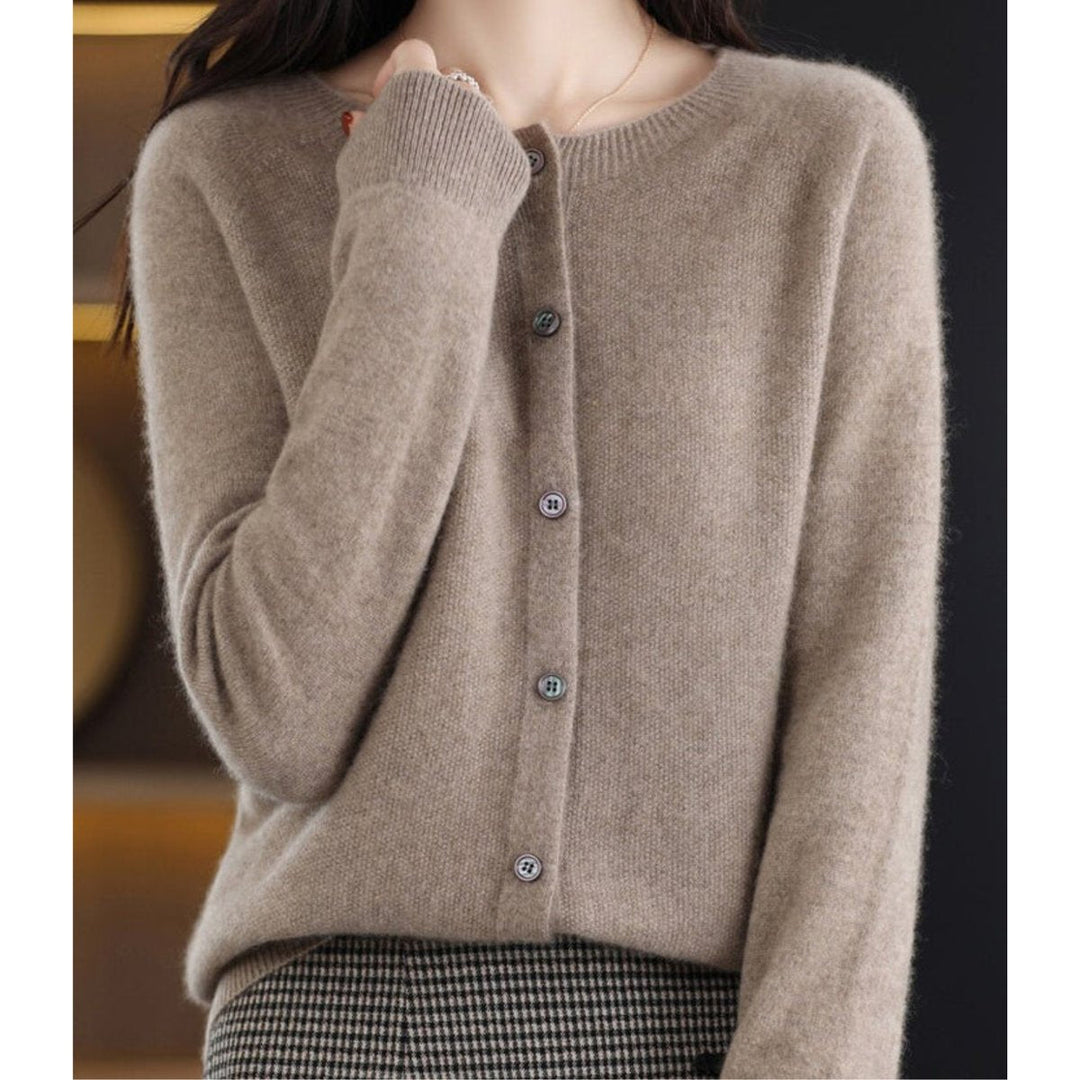 Leonie | Damen Kaschmir Cardigan Klassischer Strickjacke Knopfleiste