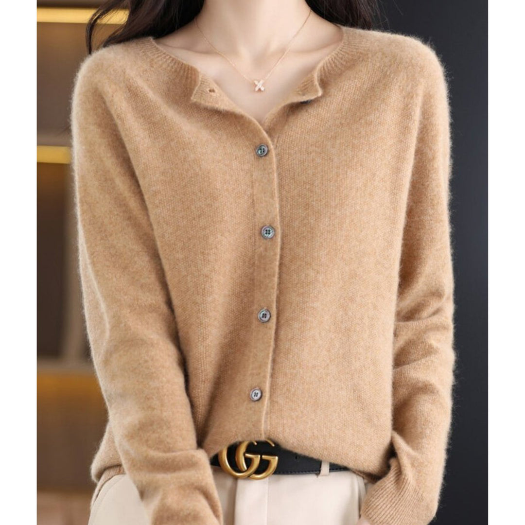Leonie | Damen Kaschmir Cardigan Klassischer Strickjacke Knopfleiste