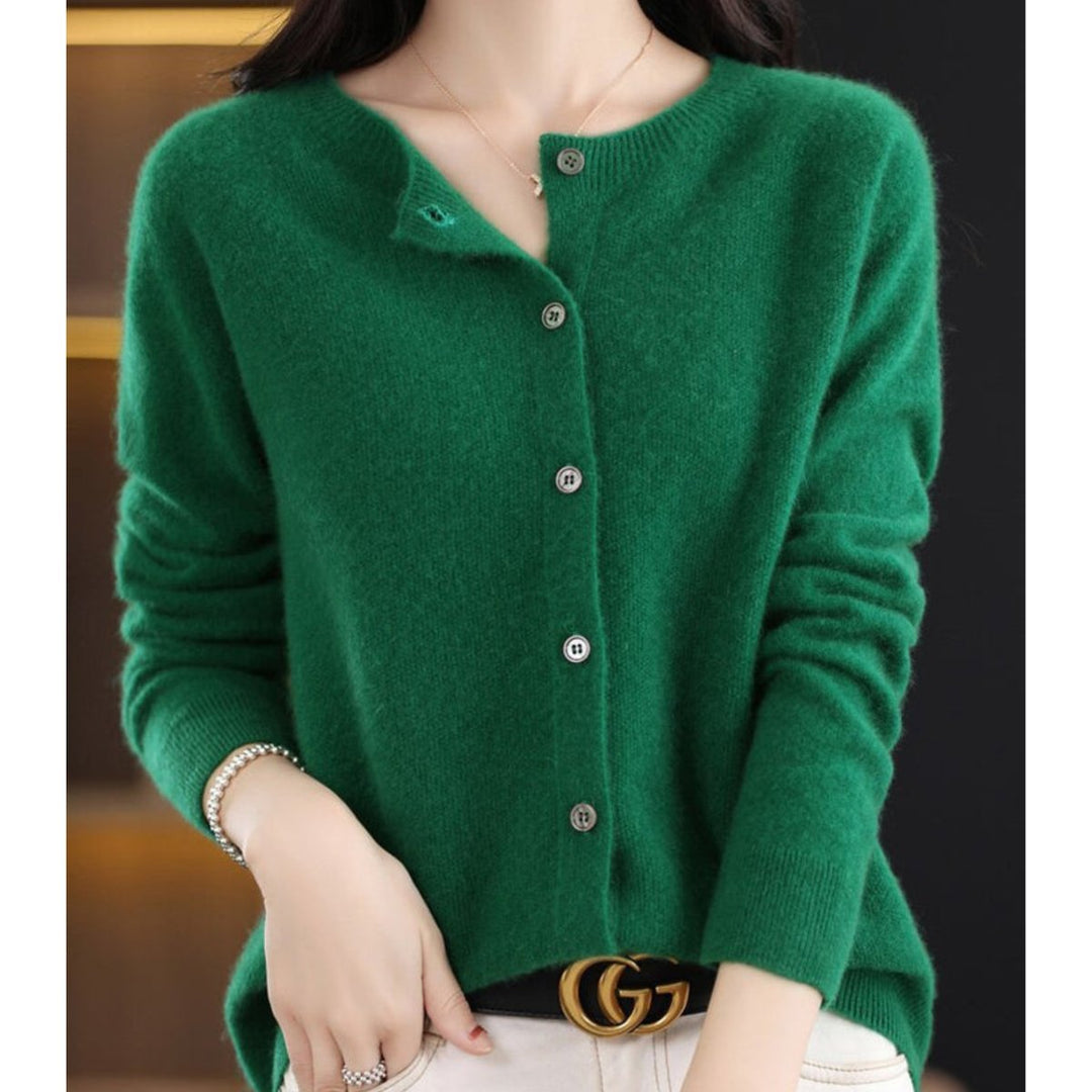 Leonie | Damen Kaschmir Cardigan Klassischer Strickjacke Knopfleiste
