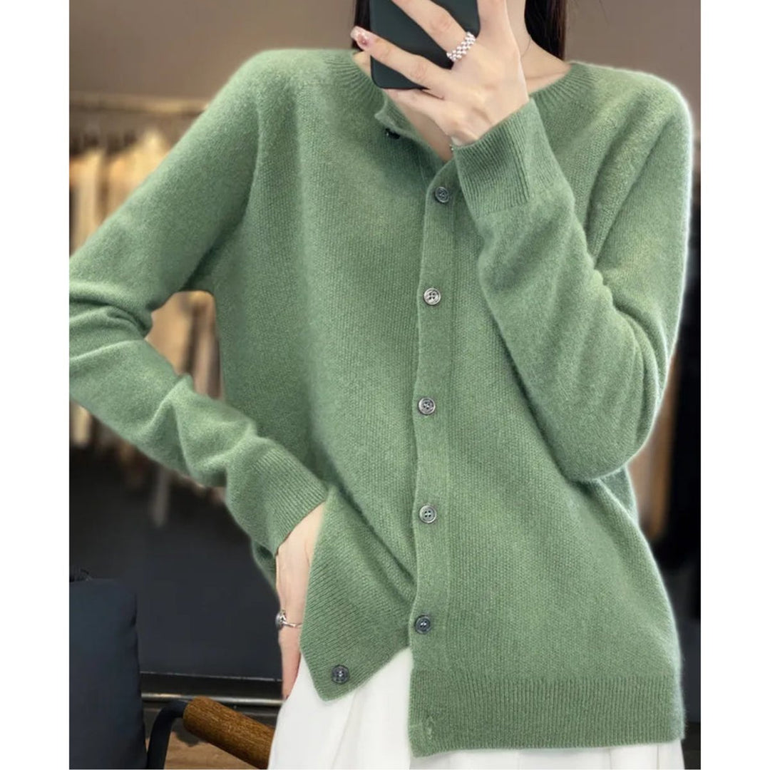 Leonie | Damen Kaschmir Cardigan Klassischer Strickjacke Knopfleiste