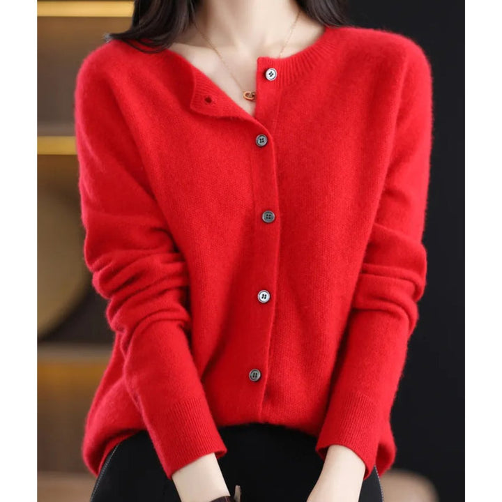 Leonie | Damen Kaschmir Cardigan Klassischer Strickjacke Knopfleiste