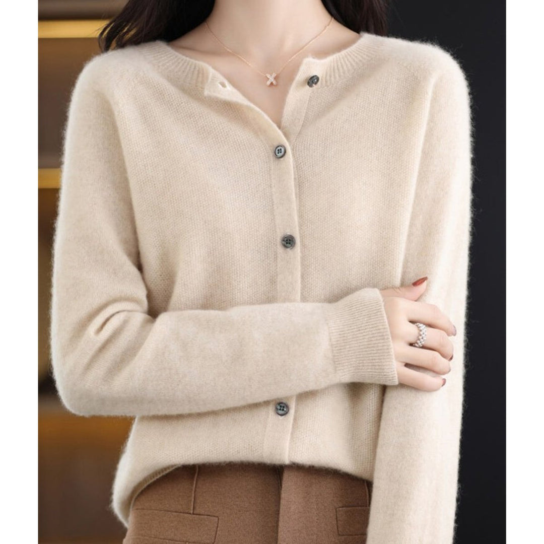 Leonie | Damen Kaschmir Cardigan Klassischer Strickjacke Knopfleiste