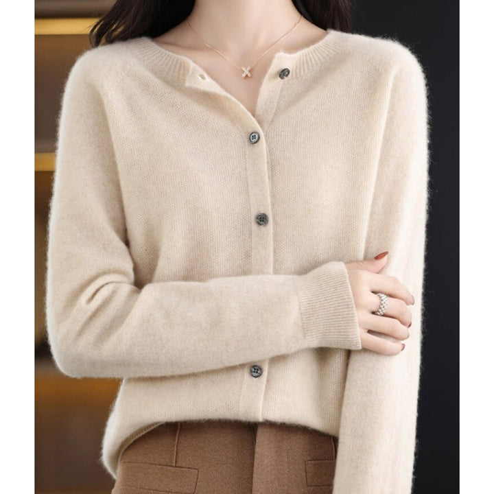 Leonie | Damen Kaschmir Cardigan Klassischer Strickjacke Knopfleiste
