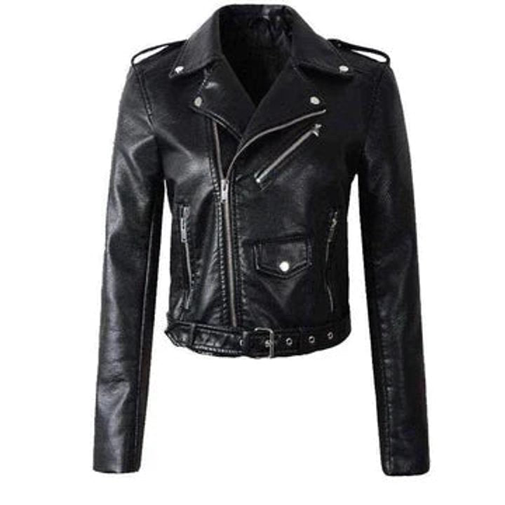 Annika | Damen Kunstleder Bikerjacke Kurzjacke mit Reißverschluss