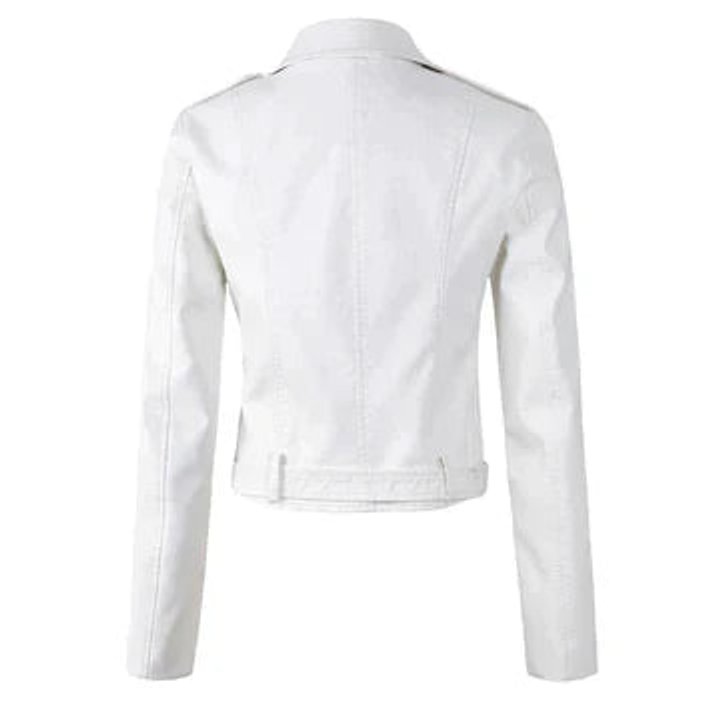 Annika | Damen Kunstleder Bikerjacke Kurzjacke mit Reißverschluss