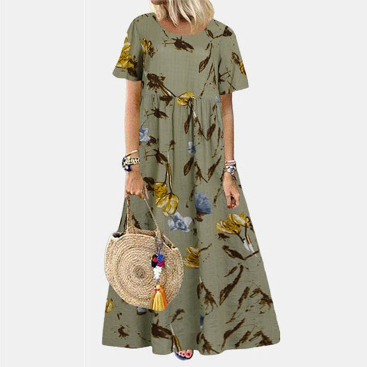 Luisa | Damen Kurzarm Blumen Maxi-Kleid Locker Sommerkleid