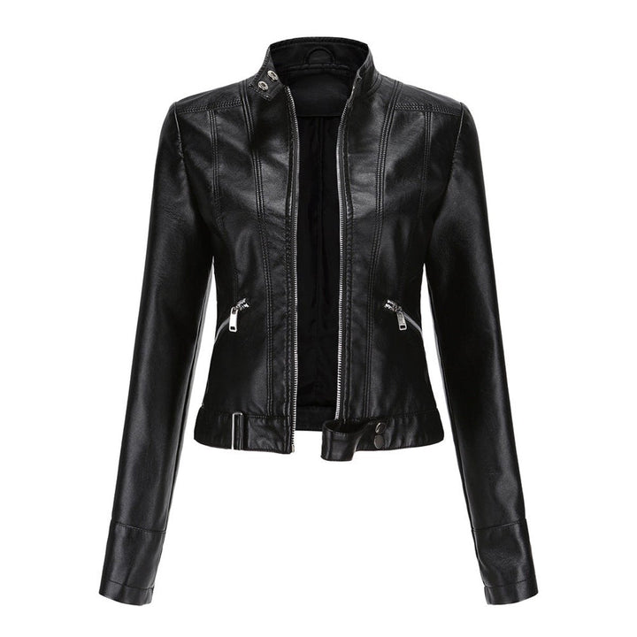 Hannah | Damen Kurzgeschnittene Biker Kunstleder Jacke mit Reißverschluss