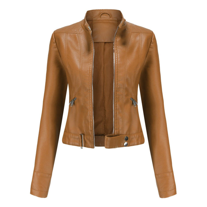 Hannah | Damen Kurzgeschnittene Biker Kunstleder Jacke mit Reißverschluss