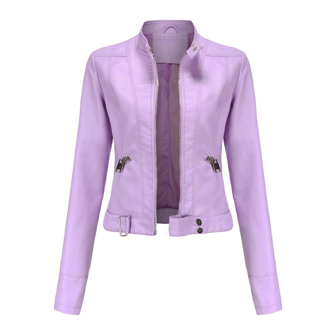 Hannah | Damen Kurzgeschnittene Biker Kunstleder Jacke mit Reißverschluss