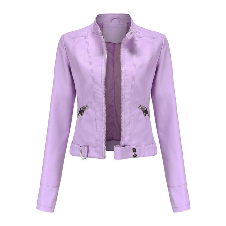 Hannah | Damen Kurzgeschnittene Biker Kunstleder Jacke mit Reißverschluss