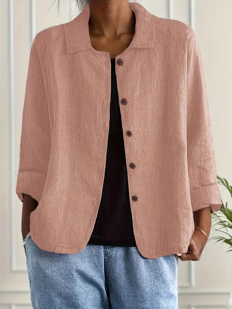 Lena | Damen Langarm-Blazer mit Kragen und Knopfleiste Relaxed Fit
