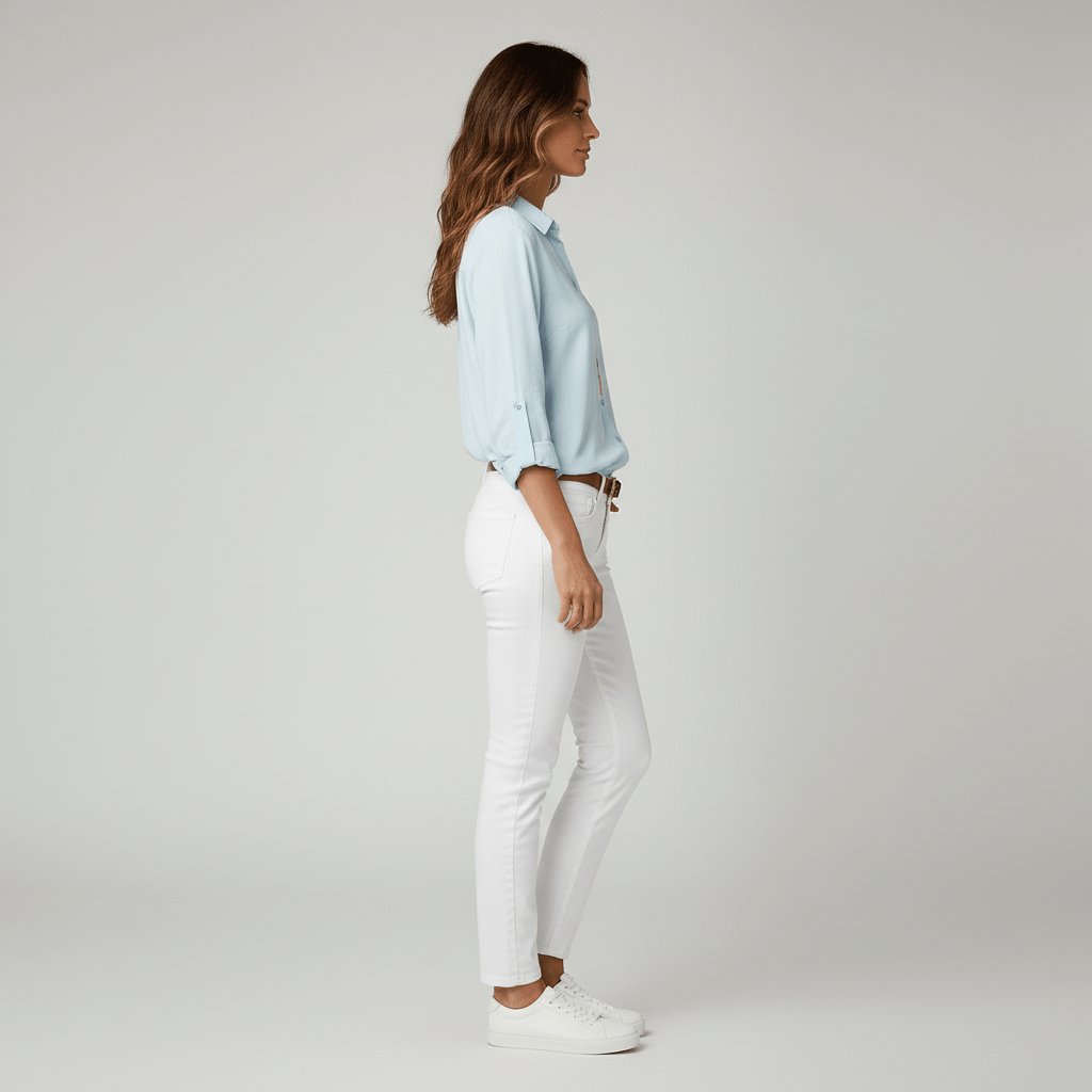 Sophie | Damen Langarm-Bluse mit Hemdkragen aufgeknöpftem Vorderteil