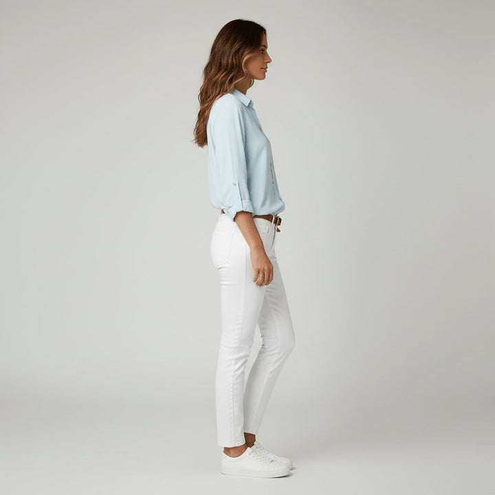 Sophie | Damen Langarm-Bluse mit Hemdkragen aufgeknöpftem Vorderteil
