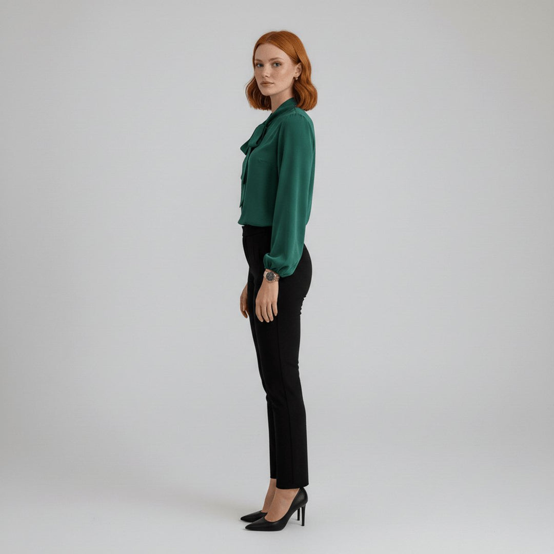 Sophie | Damen Langarm-Bluse Schleifenkragen Relaxed-Fit Büro