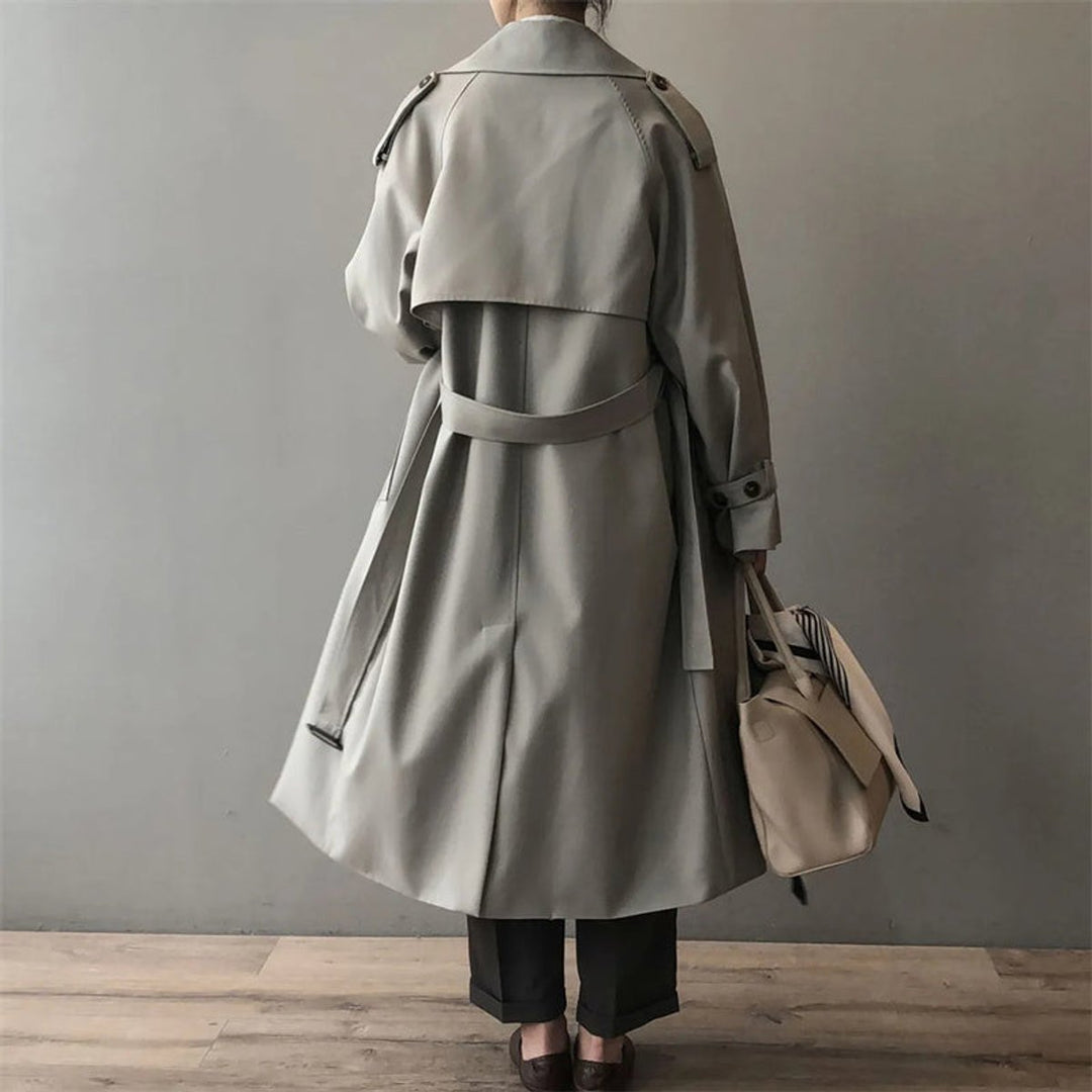 Marlene | Damen Langer Wasserabweisender Doppelreihiger Trench Coat