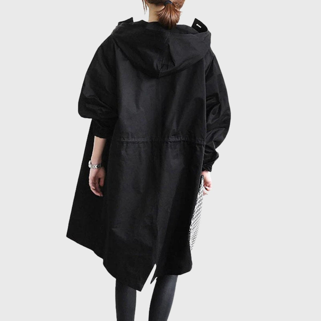 Clara | Damen Langer Wasserabweisender Kapuzen-Trenchcoat Weite Passform