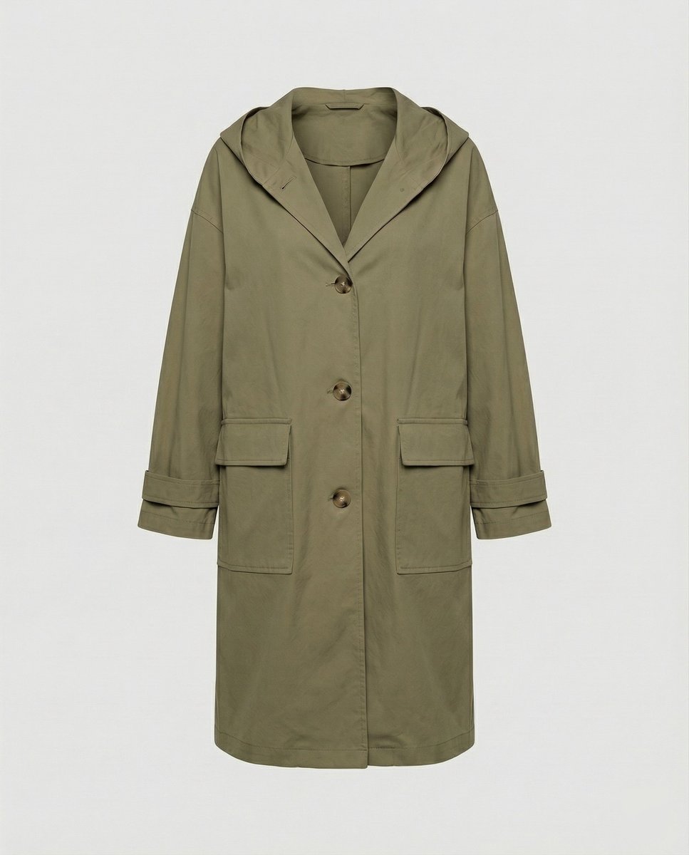 Annika | Damen Langer Wasserabweisender Windproof Trench Coat mit Kapuze