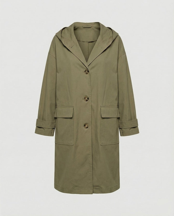 Annika | Damen Langer Wasserabweisender Windproof Trench Coat mit Kapuze