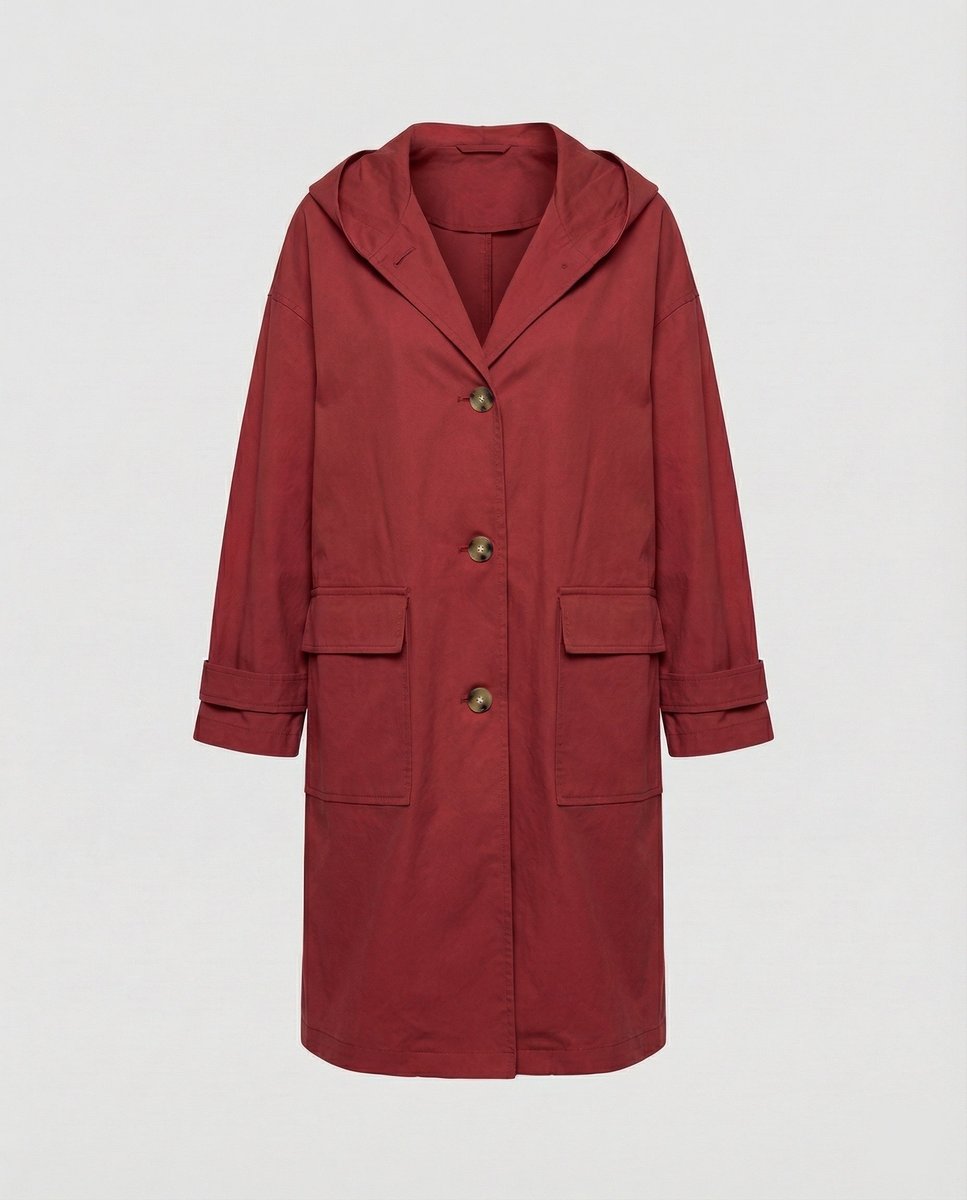 Annika | Damen Langer Wasserabweisender Windproof Trench Coat mit Kapuze
