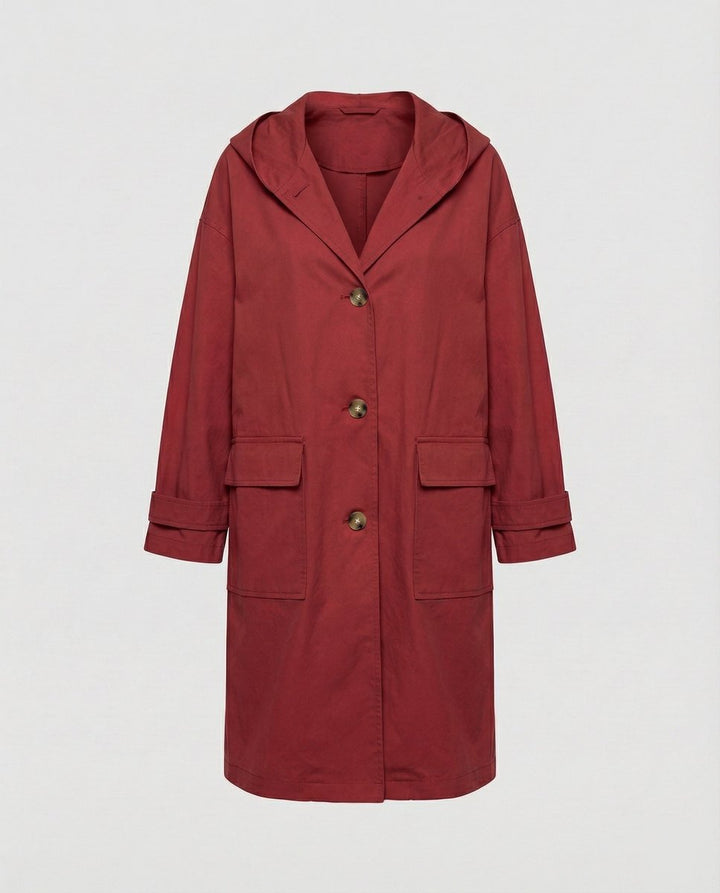 Annika | Damen Langer Wasserabweisender Windproof Trench Coat mit Kapuze