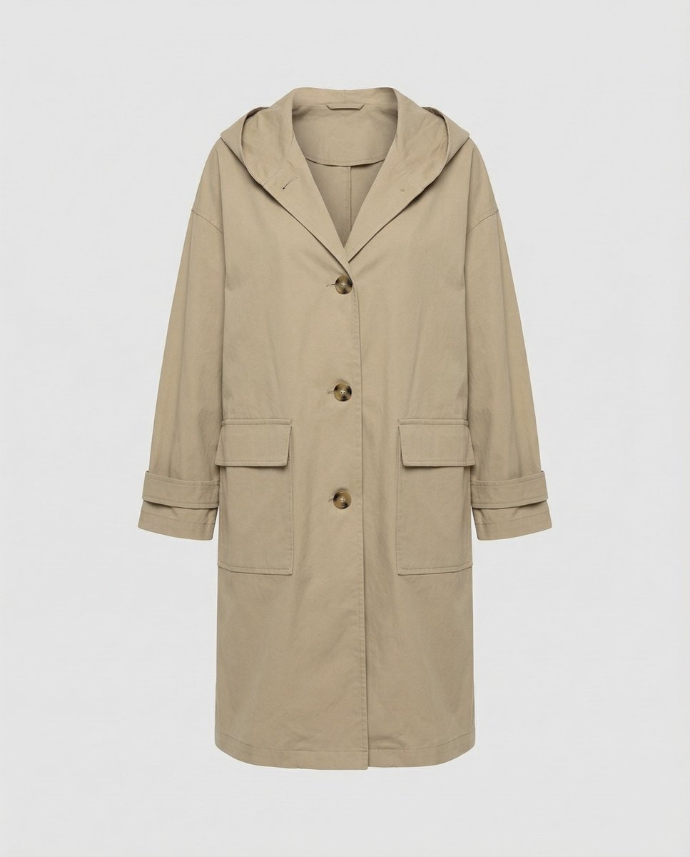 Annika | Damen Langer Wasserabweisender Windproof Trench Coat mit Kapuze
