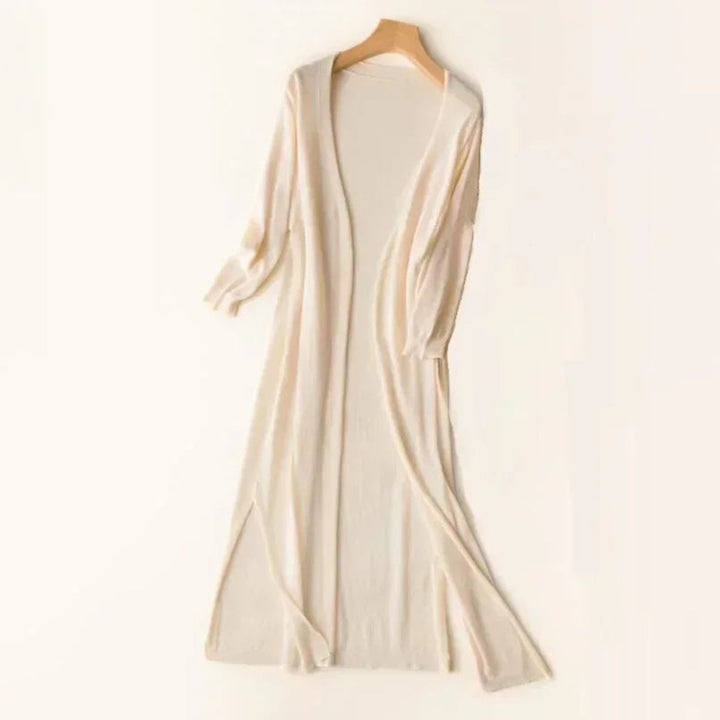 Luisa | Damen Leichter Langer V-Ausschnitt Strick Cardigan