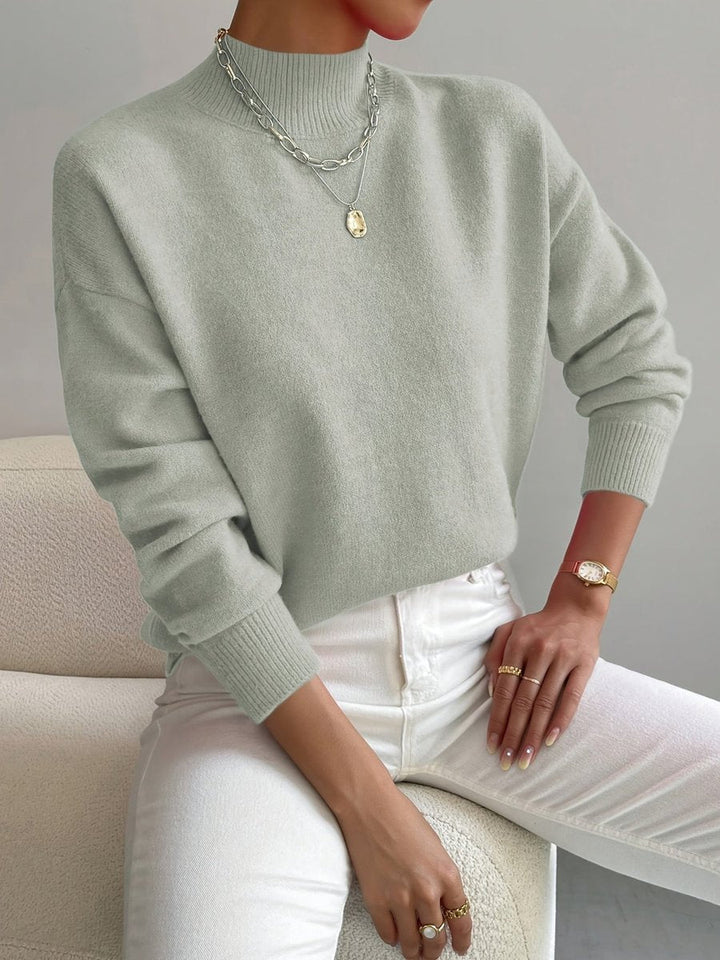 Elisabeth | Damen Mock-Turtleneck Langarm Relaxed-Fit Sweater