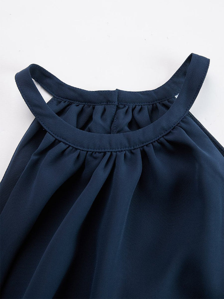 Leonie | Damen Neckholder Bluse Weites Bein Zweiteiler Hosenset