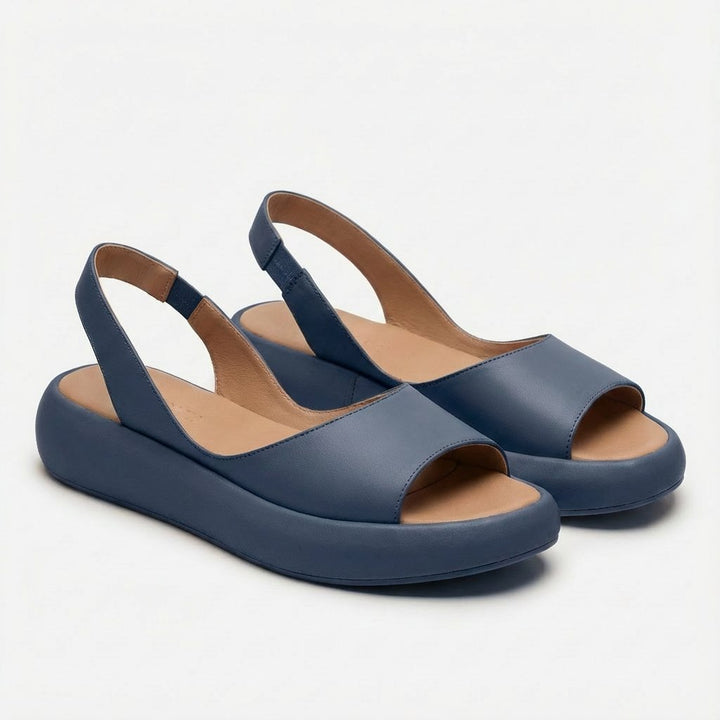 Greta | Damen Offene Keilsandaletten Slingback Elastischer Fersenriemen