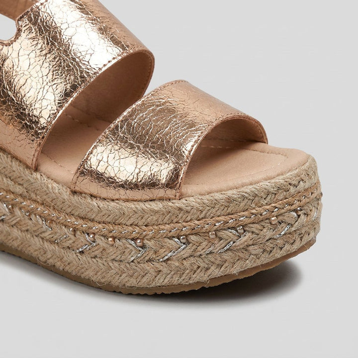 Marie | Damen Offene Plateau-Espadrille-Sandalen mit Knöchelriemen