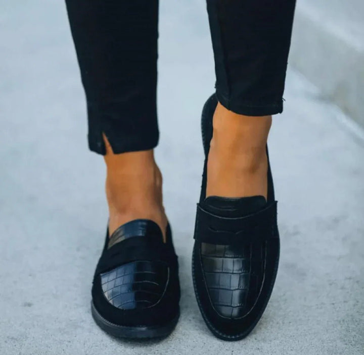 Hannah | Damen Orthopädische Krokotextur Slip-On Loafer