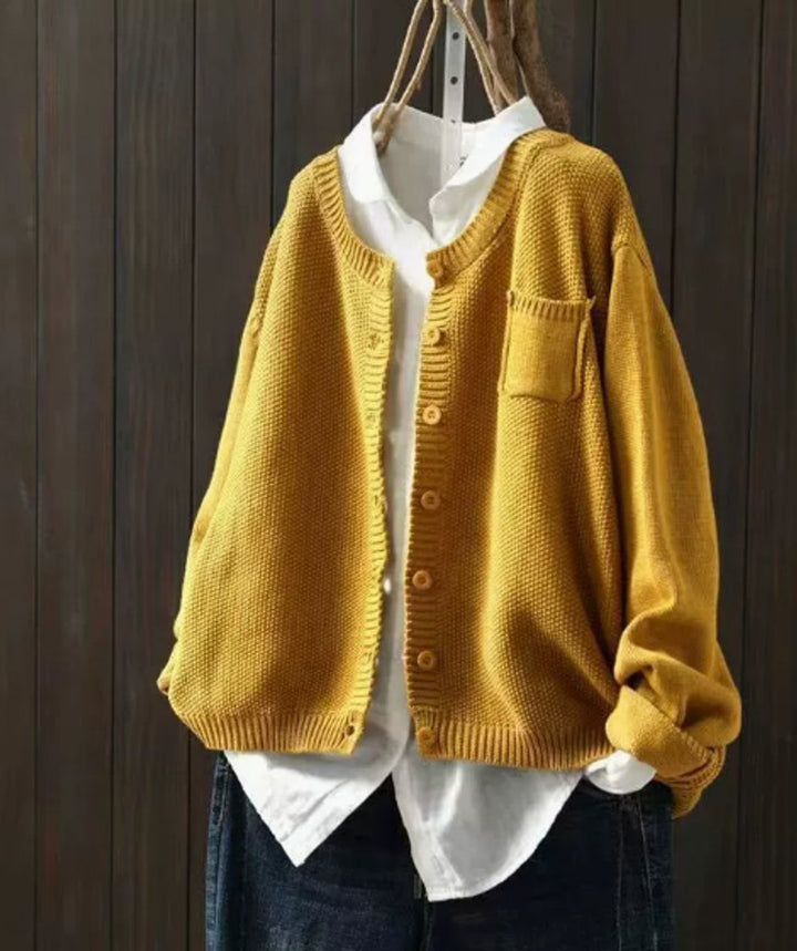 Luisa | Damen Oversize Strick-Cardigan mit Knopfleiste und Taschen