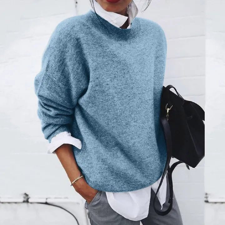 Annika | Damen Oversized Rundhals Kaschmir-Blend Pullover Sweater