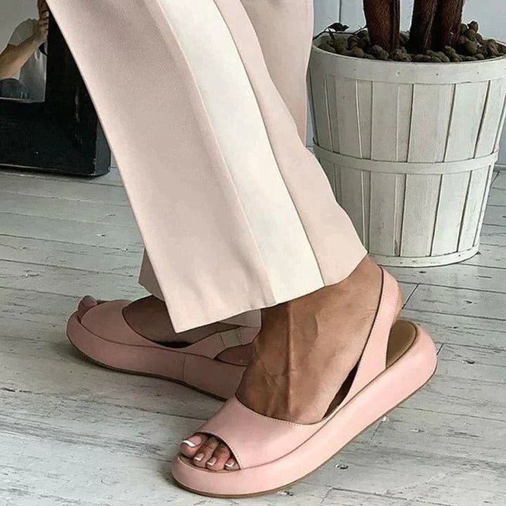 Elisabeth | Damen Peep-Toe Slingback Comfortable Sandals flache Sommersandalen