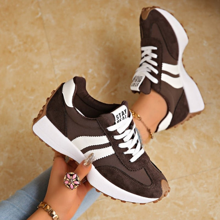 Annika | Damen Retro Platform Chunky Sneakers mit Schnürung